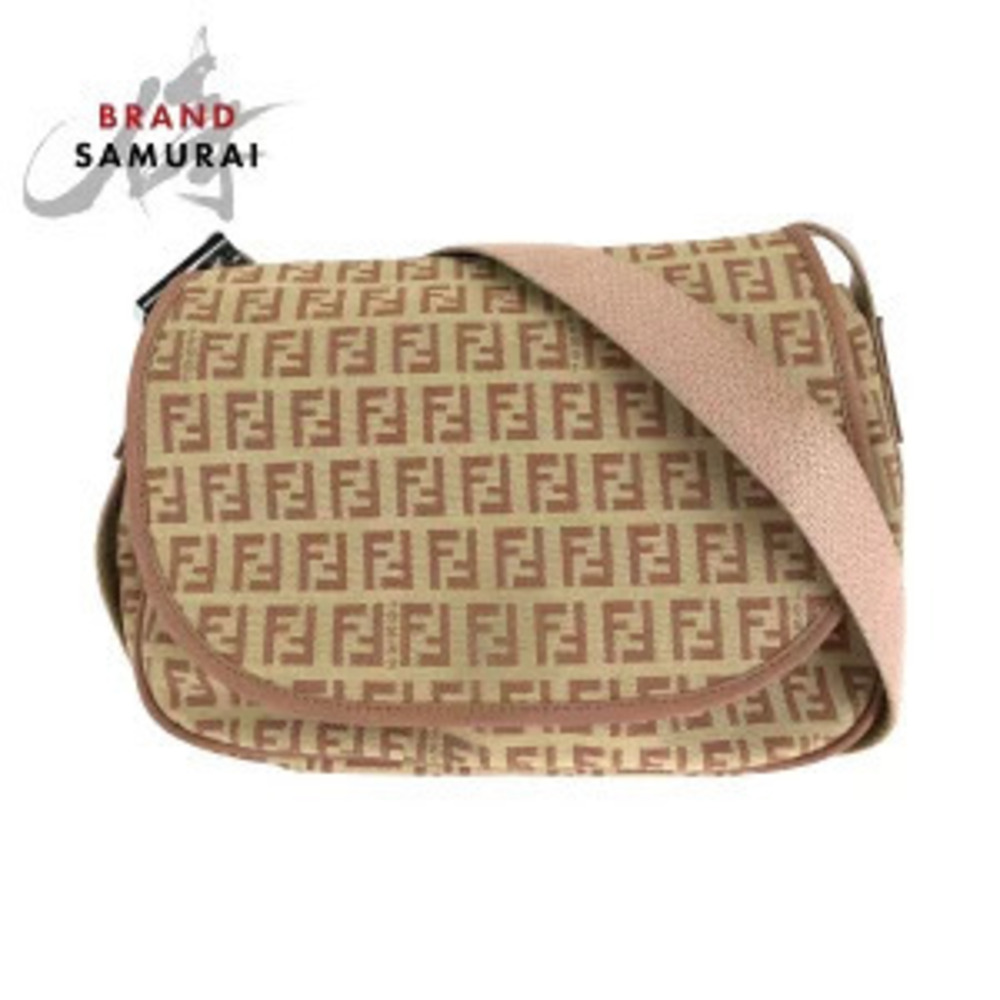Fendi Zucchino bag beige pink canvas leather shoulder pouch